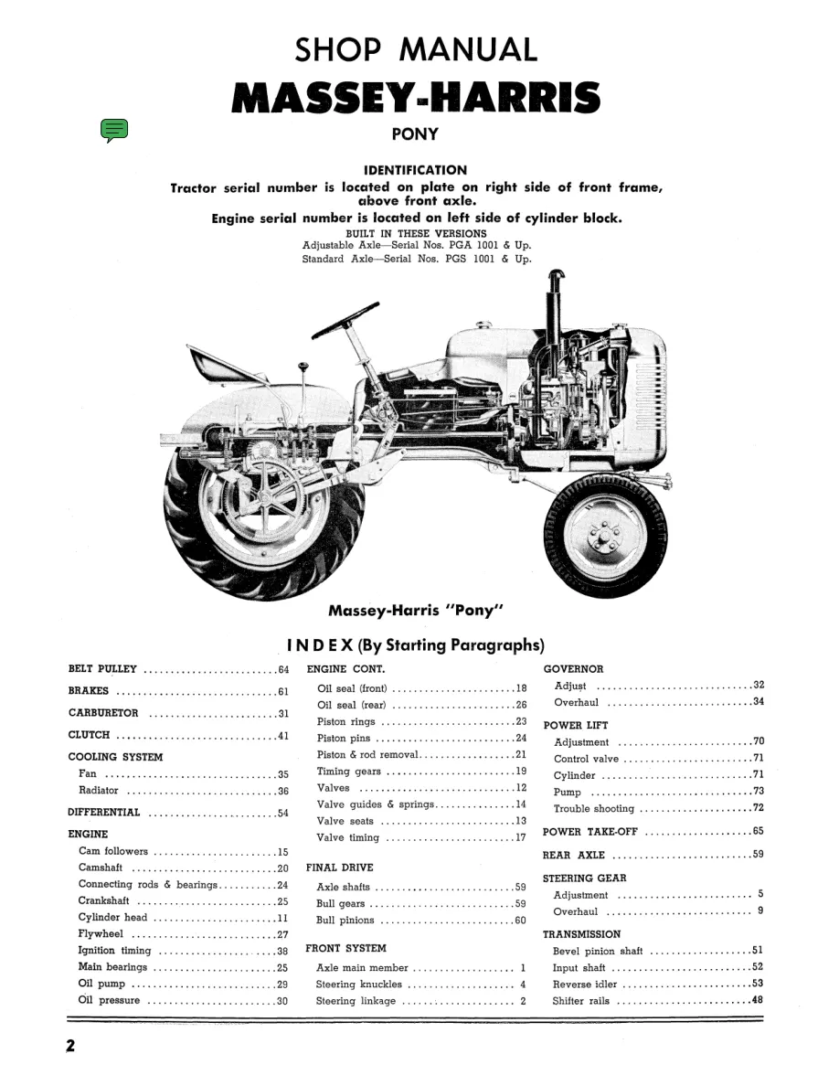 Massey Ferguson Harris MH Pony Tractor Service & Repair Manual preview page 2