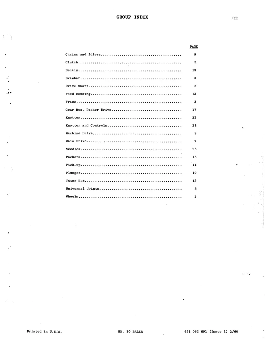 Massey Ferguson MF 10 Baler Parts Manual preview page 5