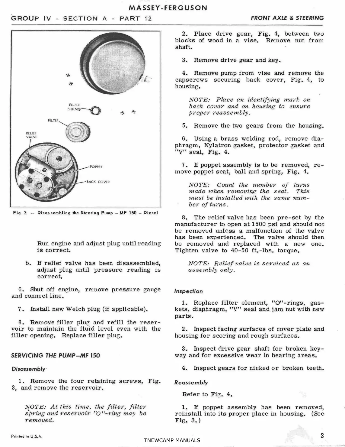 Massey Ferguson MF 175 Tractor Service & Repair Manual preview page 5