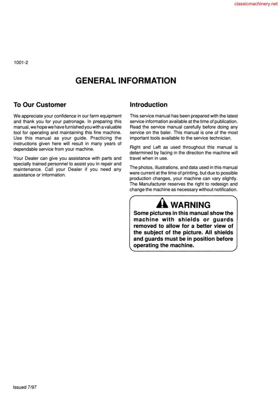 Massey Ferguson MF 185 MB Baler Service & Repair Manual preview page 6
