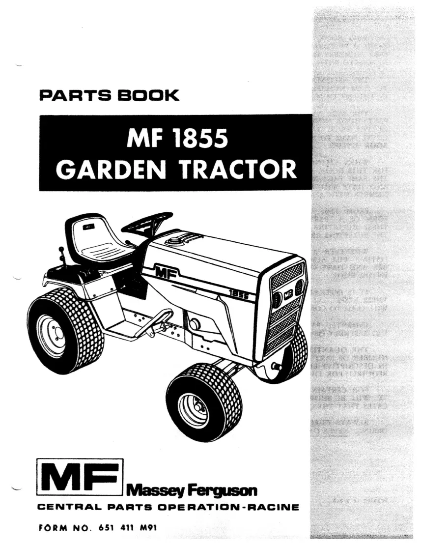 Massey Ferguson Mf-1855 Garden Tractor Parts Manual preview page 1