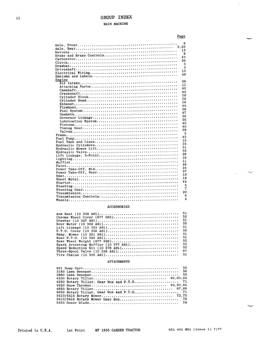 Massey Ferguson Mf-1855 Garden Tractor Parts Manual preview page 4