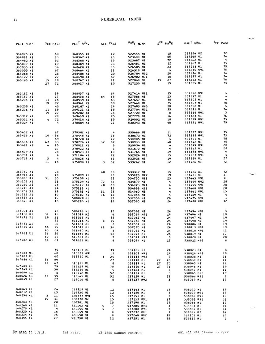 Massey Ferguson Mf-1855 Garden Tractor Parts Manual preview page 6