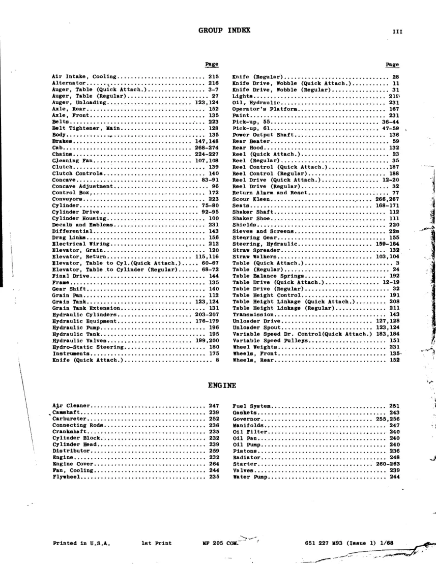 Massey Ferguson MF 205 Combine Parts Manual preview page 5