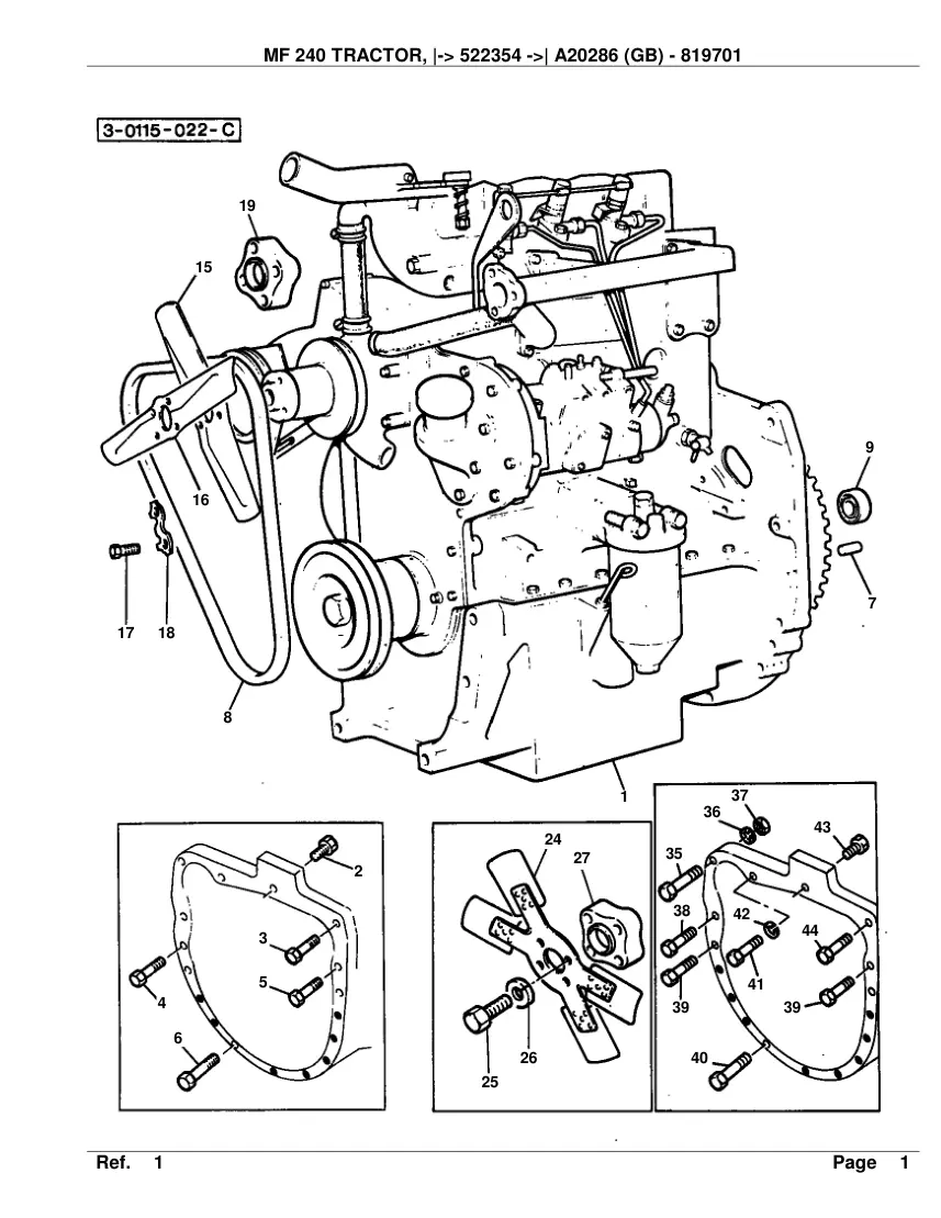 Massey Ferguson MF 240 Tractor Before SN A20286 Parts Manual preview page 1
