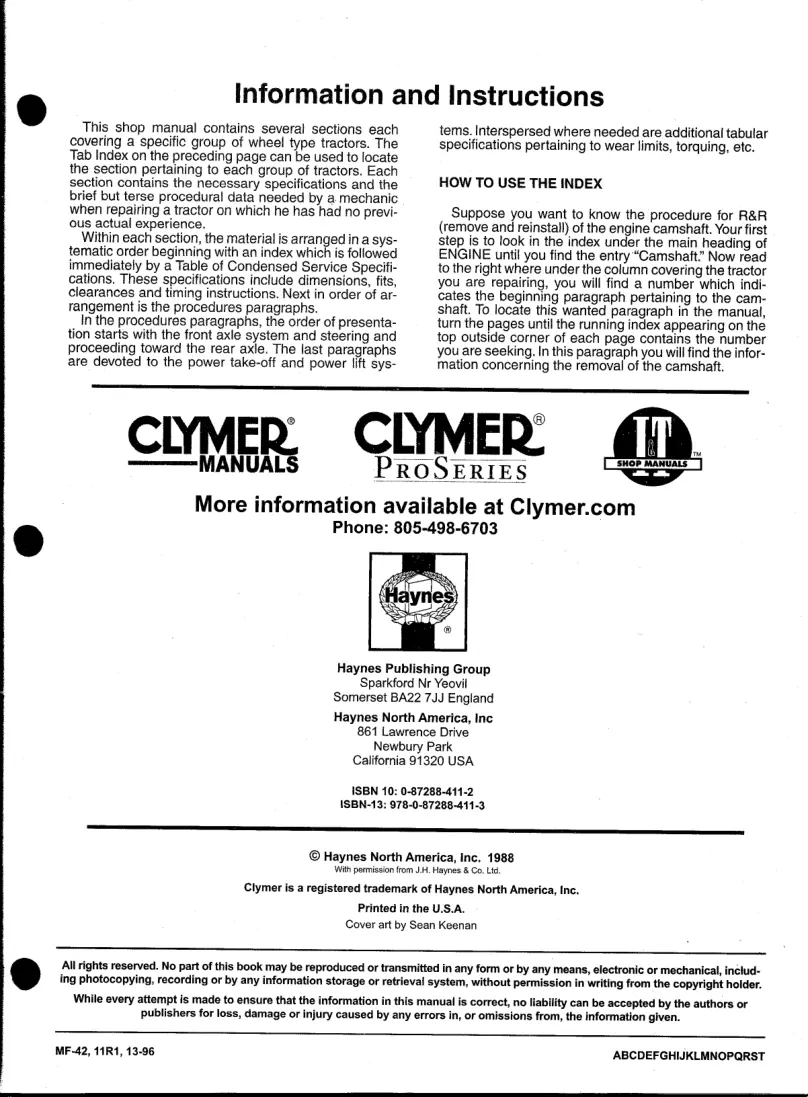 Massey Ferguson MF 245 Tractor Service & Repair Manual preview page 3