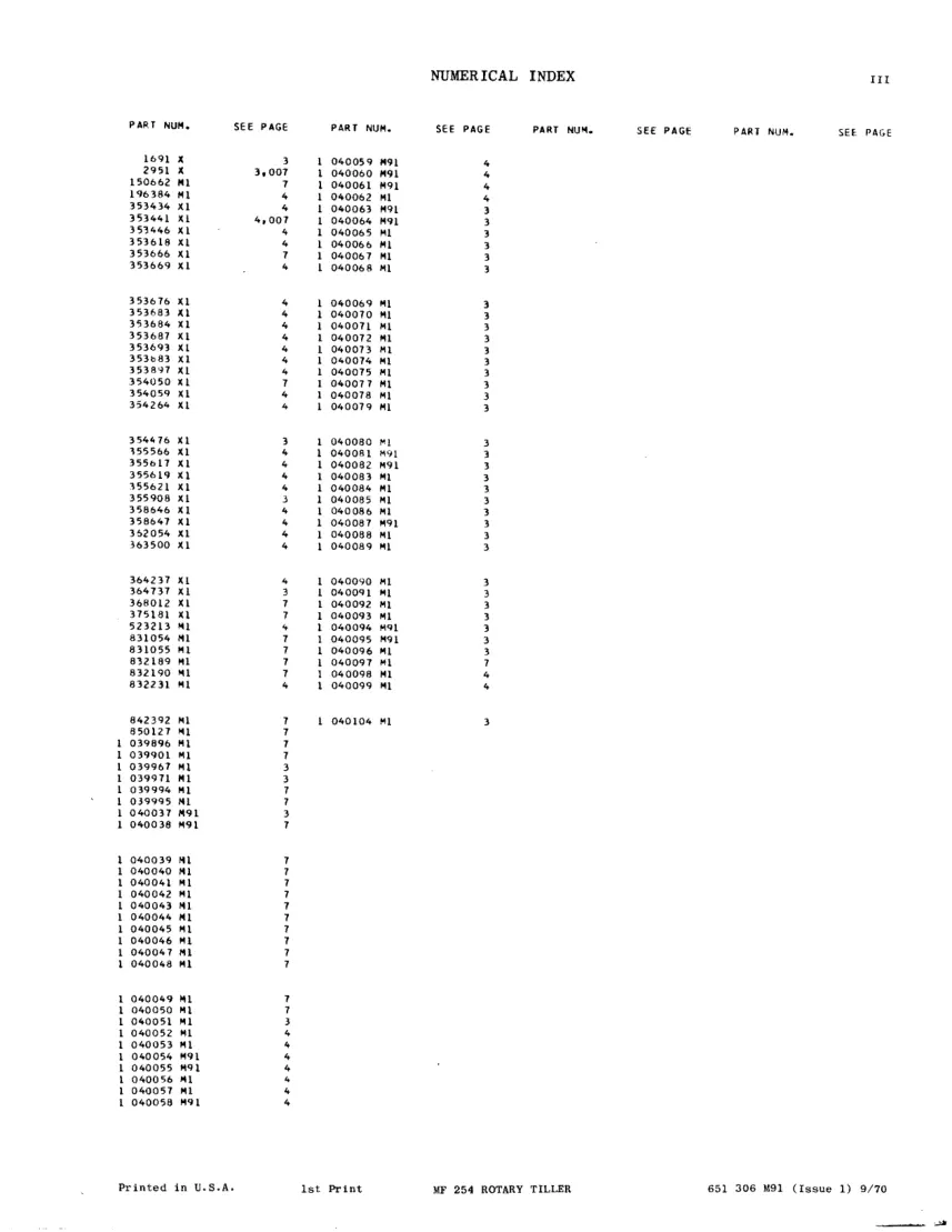 Massey Ferguson MF 254 Rotary Tiller Parts Manual preview page 5