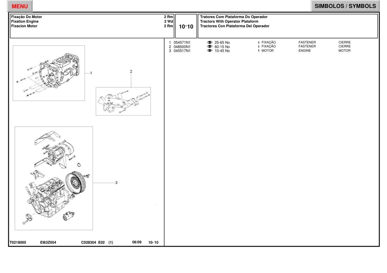 Massey Ferguson MF 283 tractor Parts Manual preview page 1
