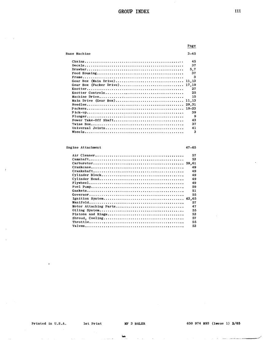 Massey Ferguson MF 3 Baler Parts Manual preview page 5