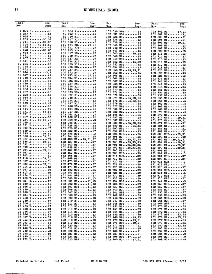Massey Ferguson MF 3 Baler Parts Manual preview page 6