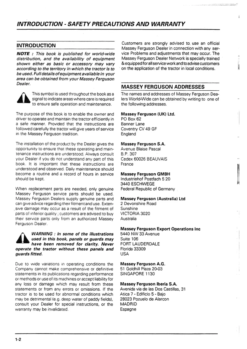 Massey Ferguson MF 3000-3100 Tractor Operator's Manual preview page 6