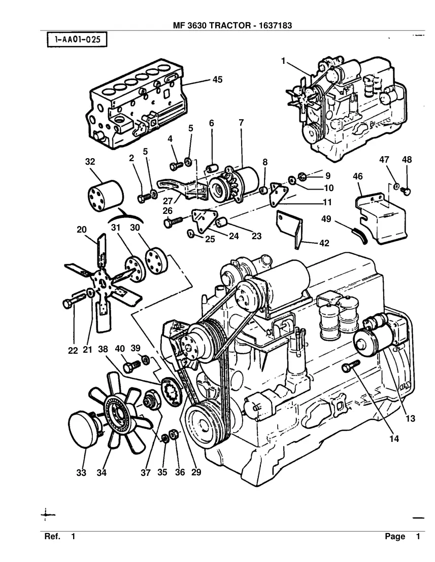 Massey Ferguson MF 3630 Tractor Parts Manual preview page 1