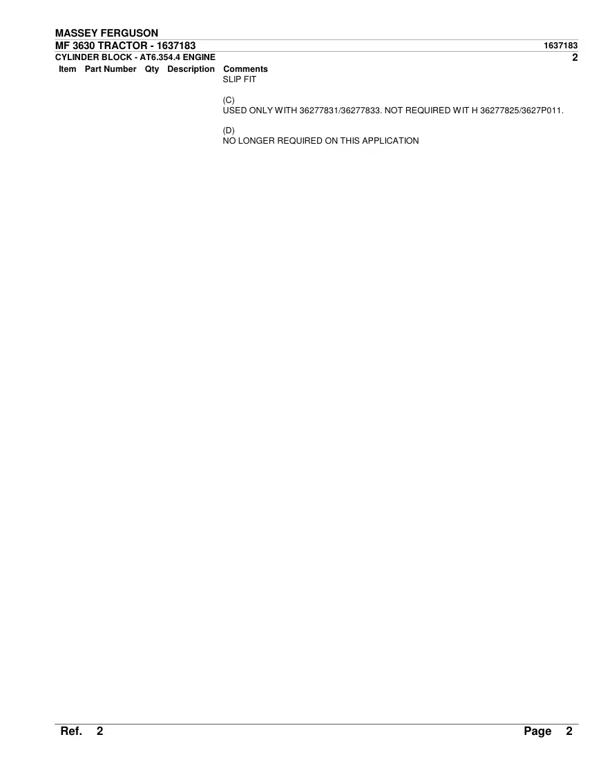 Massey Ferguson MF 3630 Tractor Parts Manual preview page 5