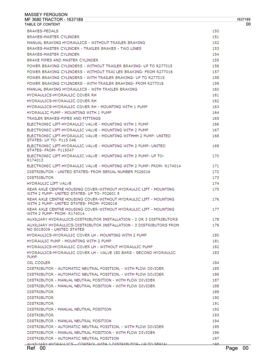 Massey Ferguson MF 3680 Tractor Parts Manual preview page 4