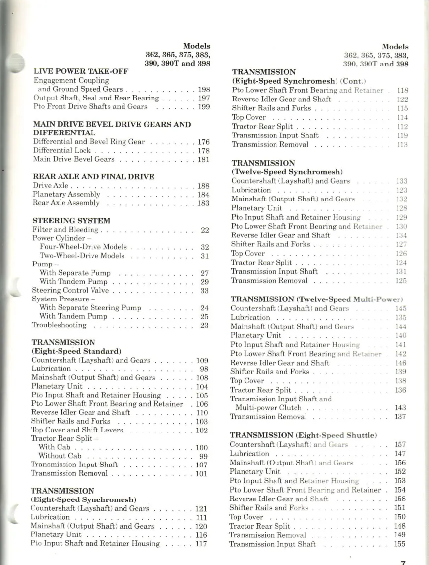 Massey Ferguson MF 375 Tractor Service & Repair Manual preview page 6