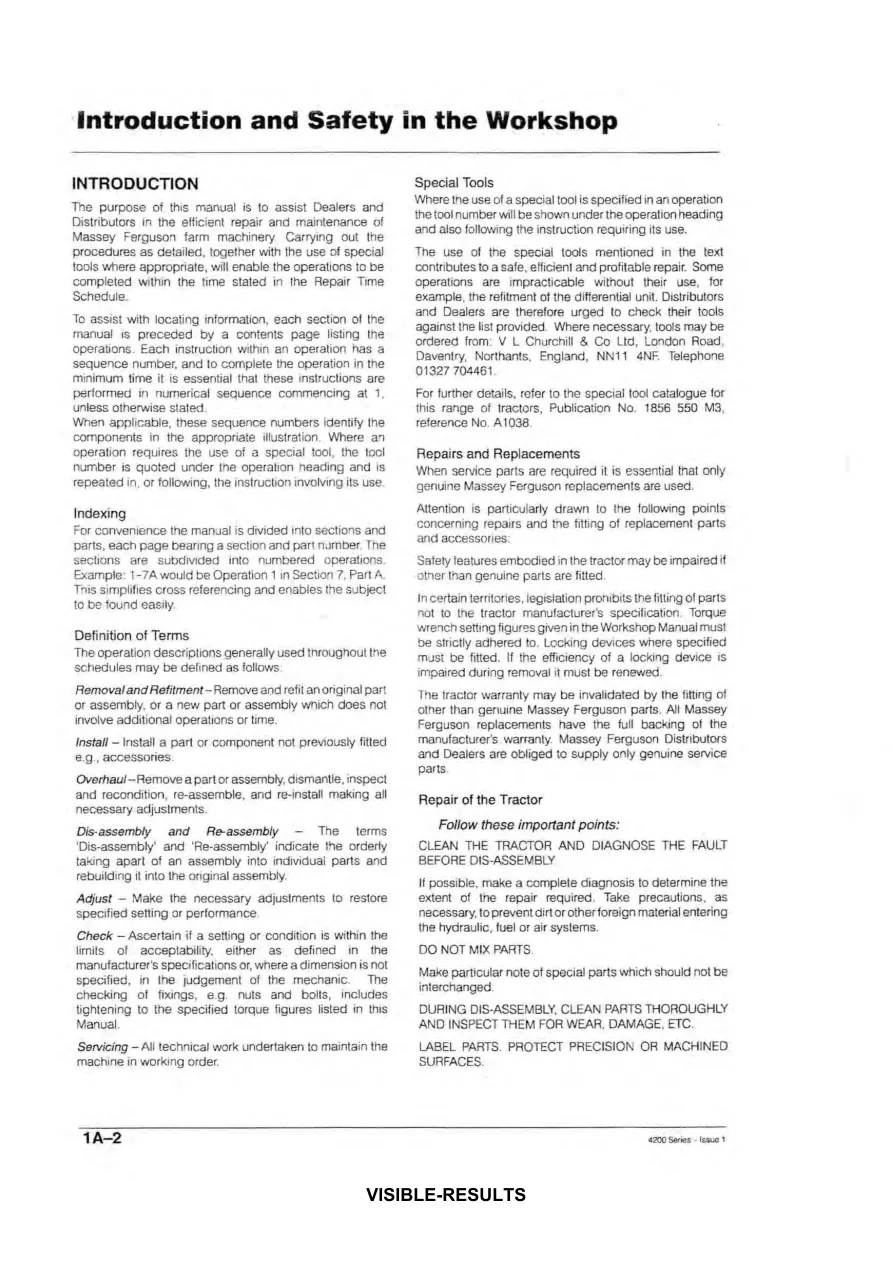 Massey Ferguson MF 4243 Tractor Service & Repair Manual preview page 6