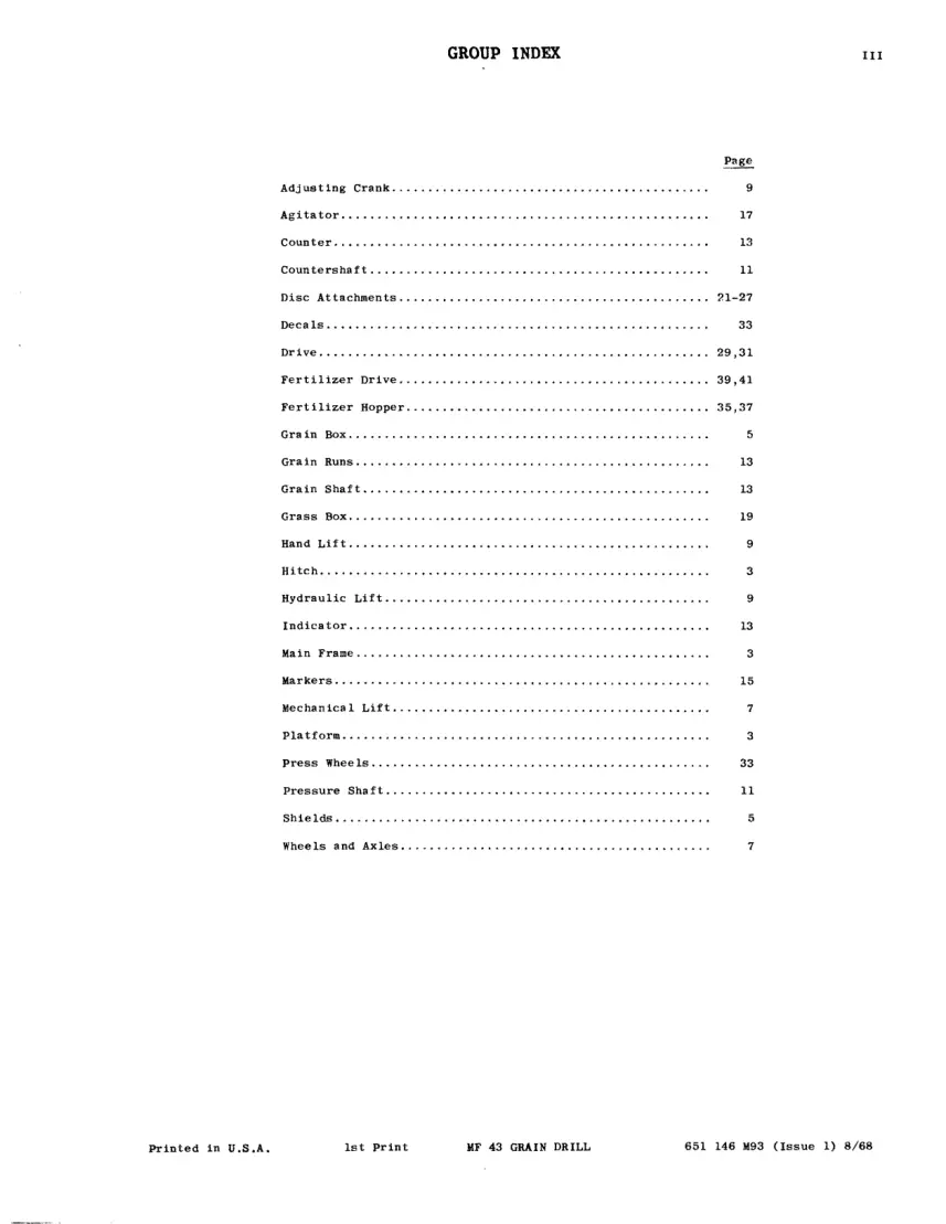 Massey Ferguson MF 43 Grain Drill Machine Parts Manual preview page 5