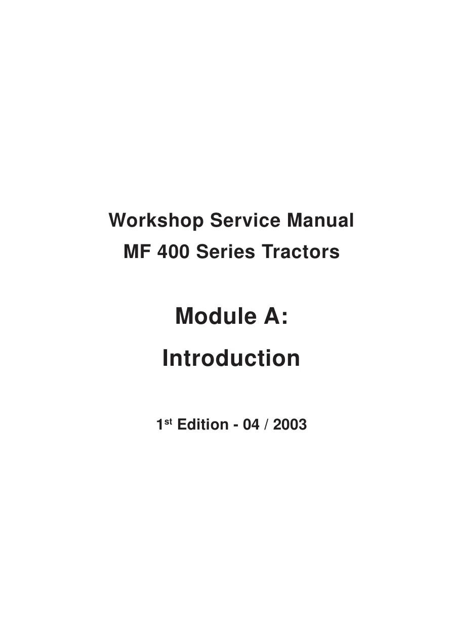Massey Ferguson MF 475 Tractor Service & Repair Manual preview page 1