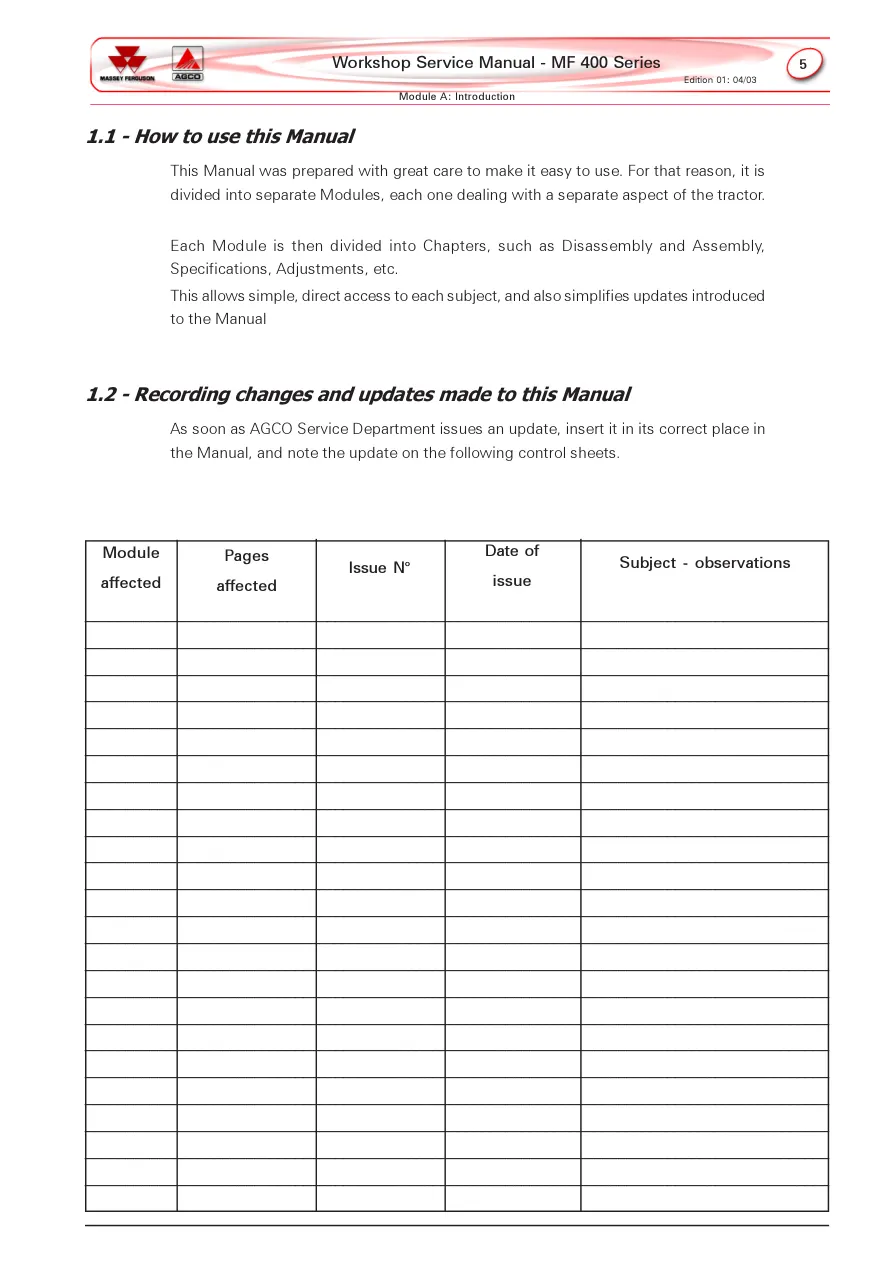 Massey Ferguson MF 475 Tractor Service & Repair Manual preview page 5