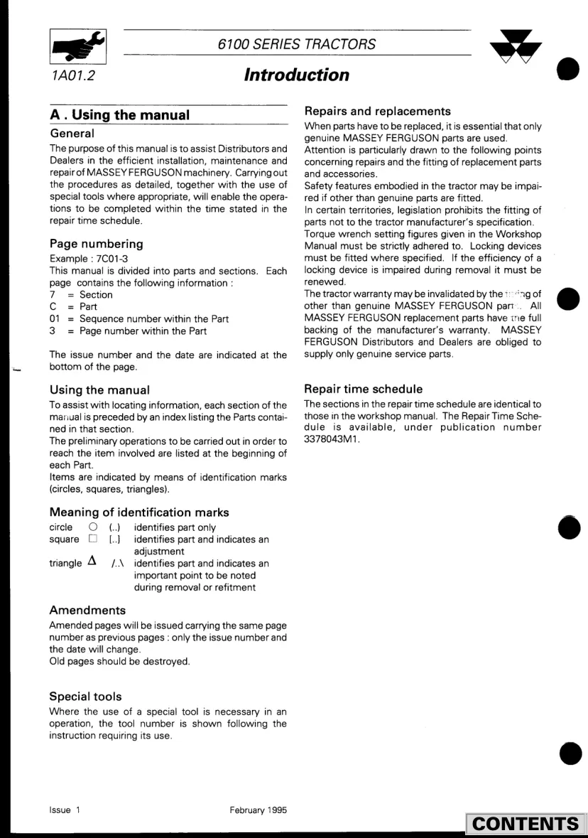 Massey Ferguson MF-6180 Tractor Service & Repair Manual preview page 5
