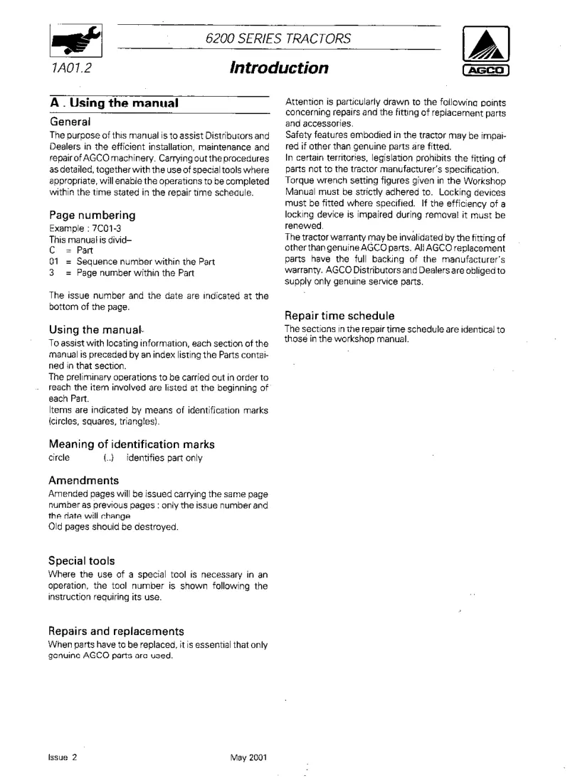 Massey Ferguson MF 6245 Tractor Service & Repair Manual preview page 5