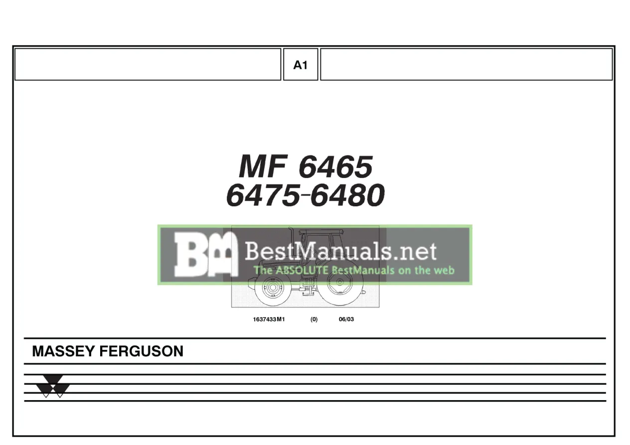 Massey Ferguson MF 6465 MF6465 6475 MF6475 6480 MF6480 Tractor Parts Manual preview page 1