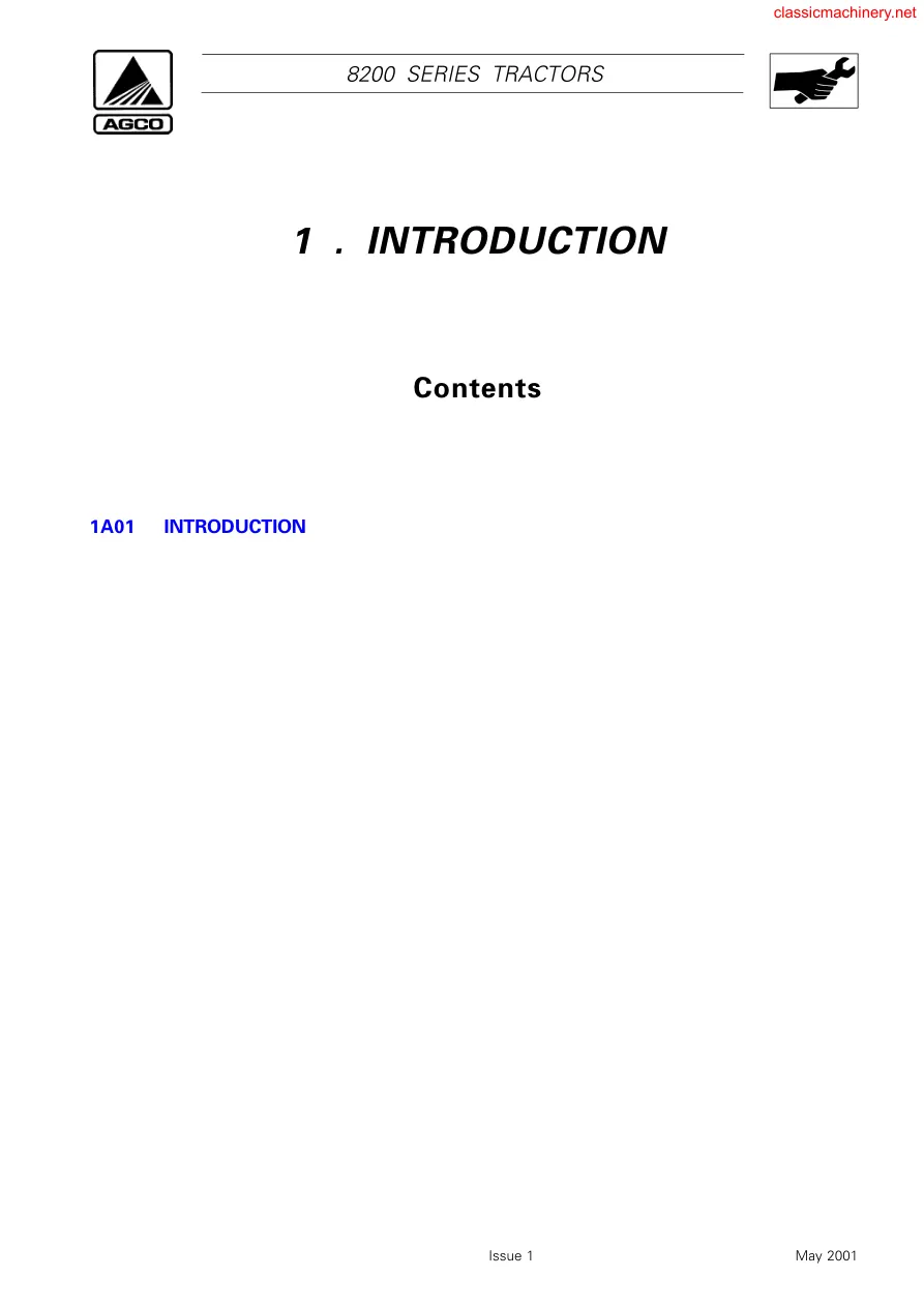 Massey Ferguson MF 8260 Xtra Tractor Service & Repair Manual preview page 2