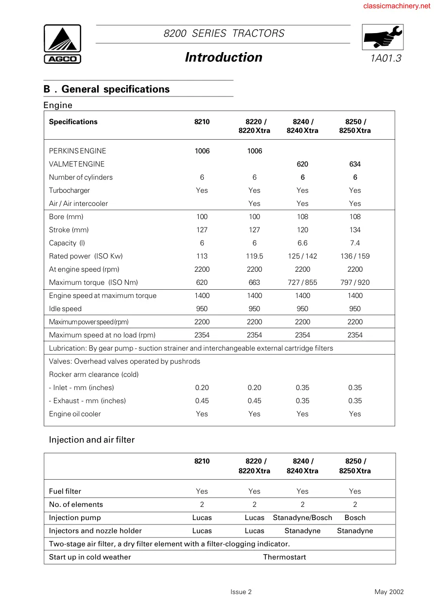 Massey Ferguson MF 8260 Xtra Tractor Service & Repair Manual preview page 6