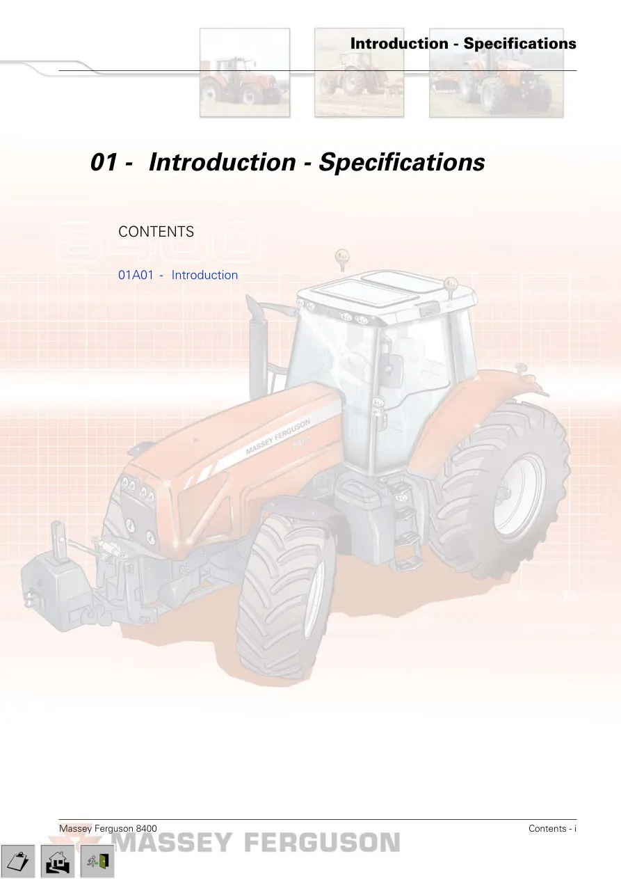 Massey Ferguson MF 8400 Series MF-8450 MF-8460 MF-8470 MF-8480 Tractor Service & Repair Manual preview page 3