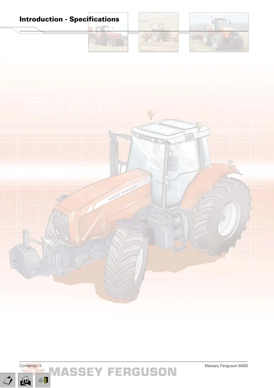 Massey Ferguson MF 8400 Series MF-8450 MF-8460 MF-8470 MF-8480 Tractor Service & Repair Manual preview page 4