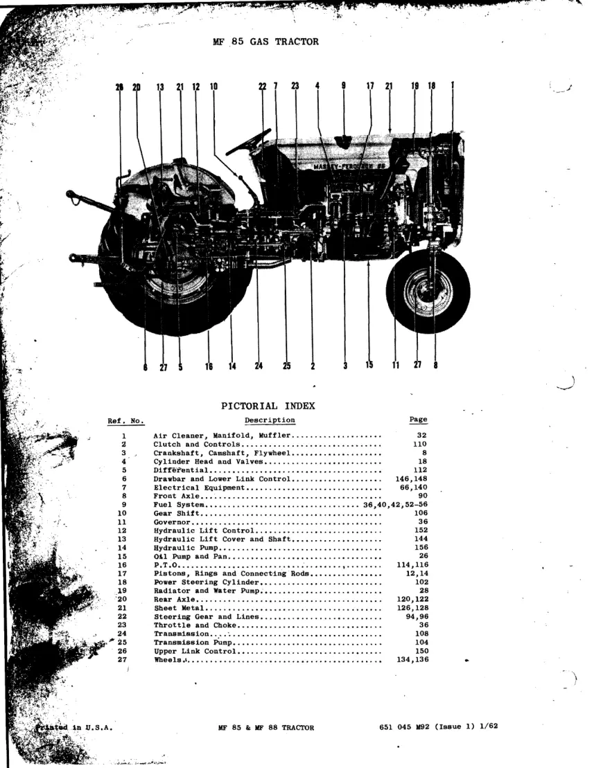 Massey Ferguson MF 85 & 88 Tractors Parts Manual preview page 4