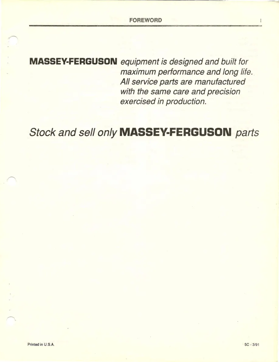Massey Ferguson MF100 Series Tractor Parts Manual preview page 3