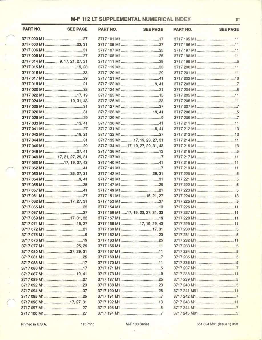 Massey Ferguson MF100 Series Tractor Parts Manual preview page 5