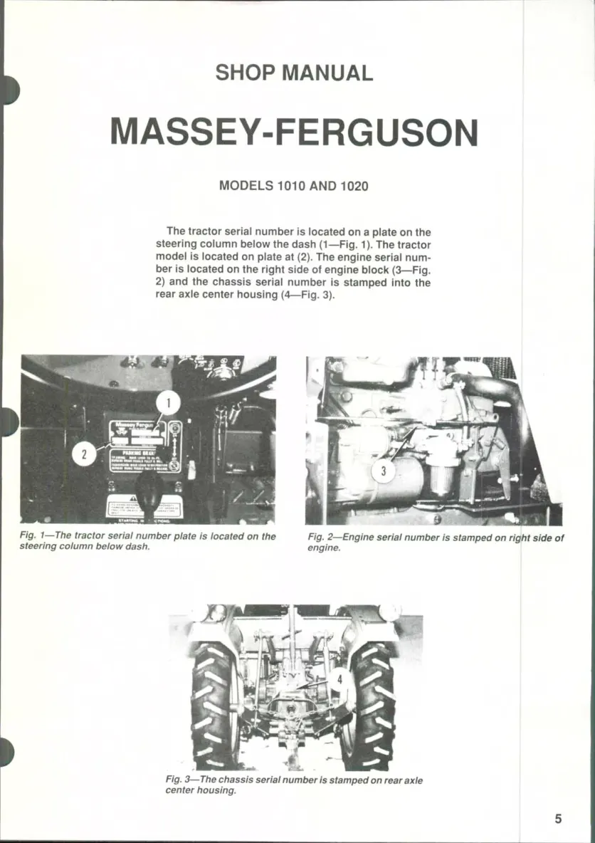 Massey Ferguson MF1010 MF1020 Tractor Service & Repair Manual preview page 1