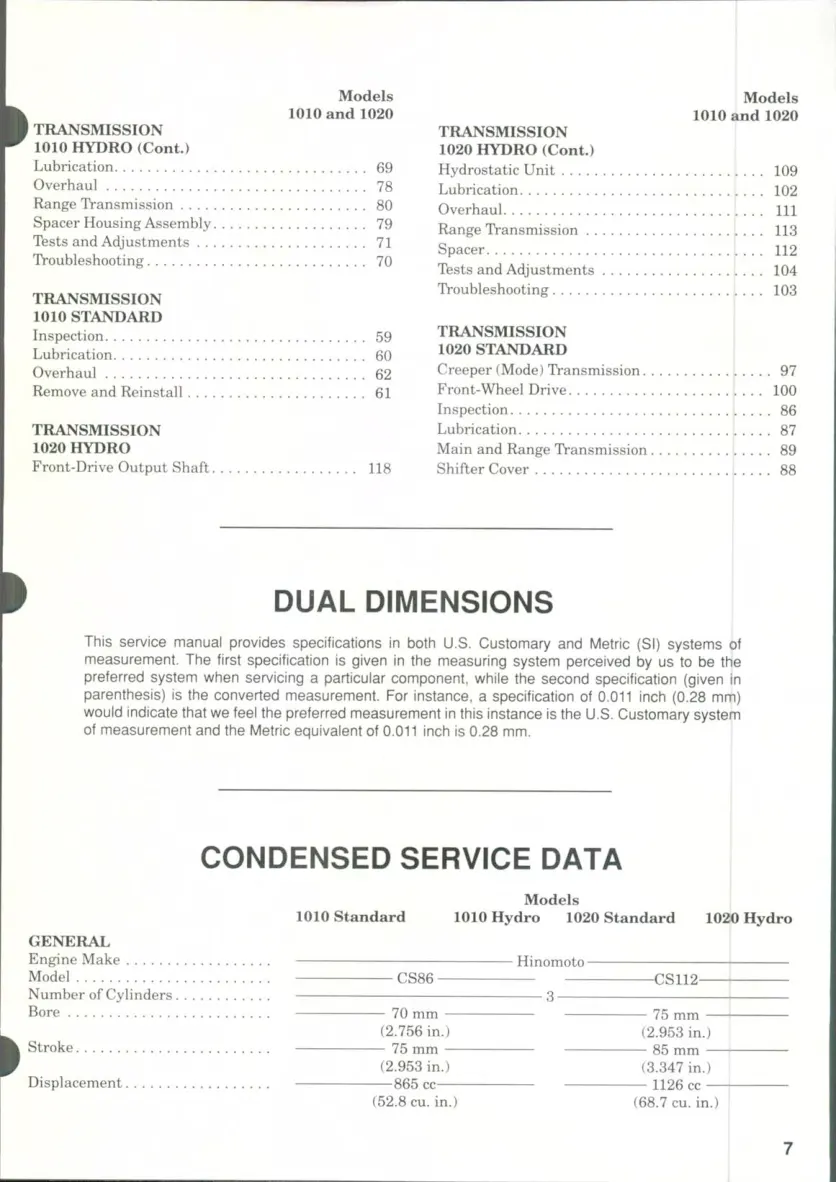 Massey Ferguson MF1010 MF1020 Tractor Service & Repair Manual preview page 3