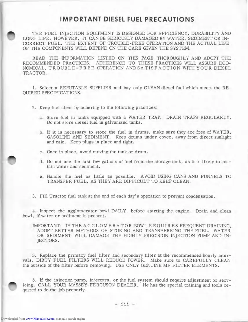 Massey Ferguson MF135 Tractor Operator's Manual preview page 5