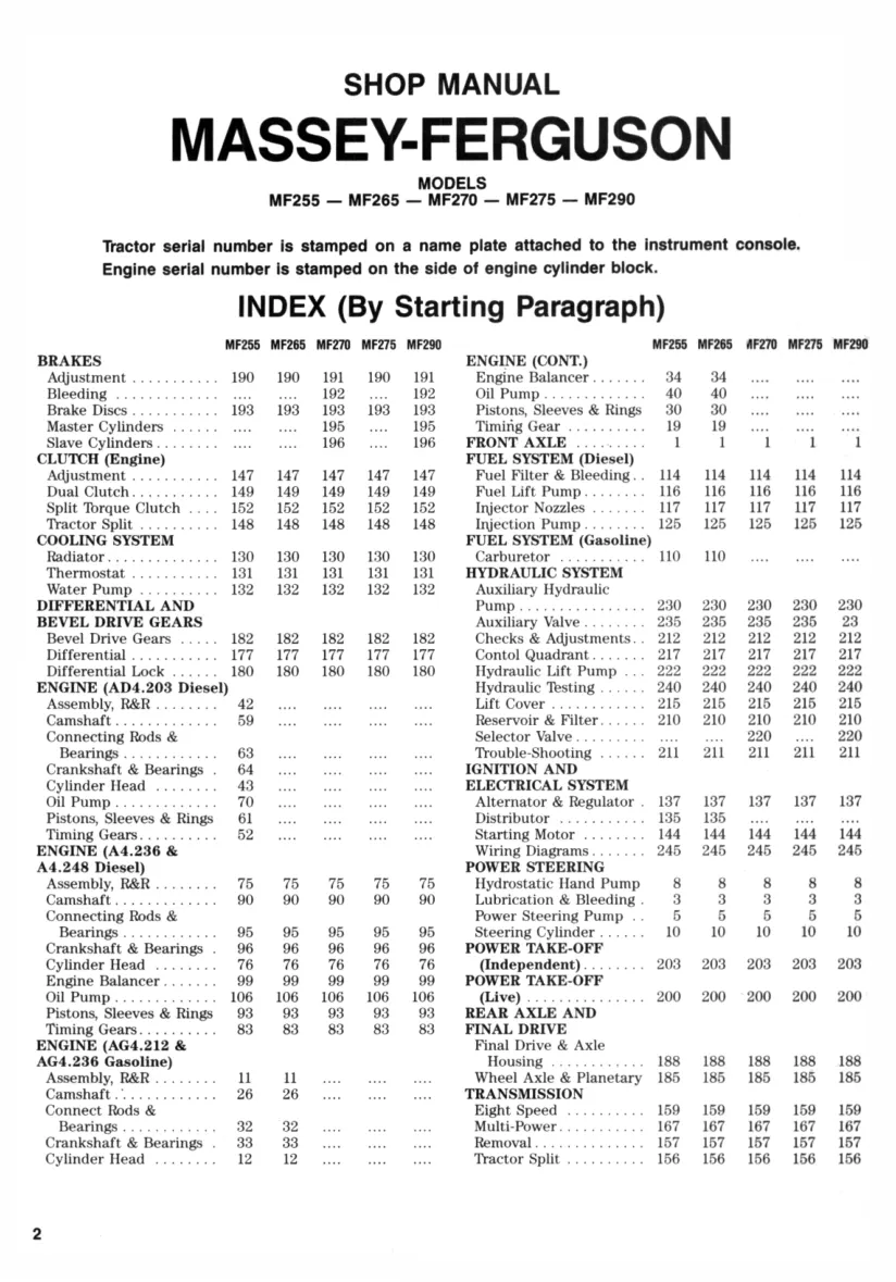 Massey Ferguson MF275 Tractor Parts Manual preview page 3