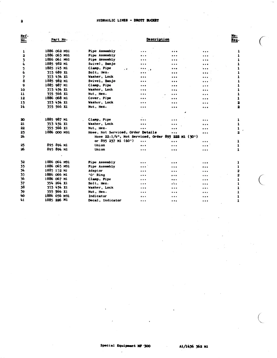 Massey Ferguson MF300 Tractor Loader - Dozer Parts Manual preview page 3