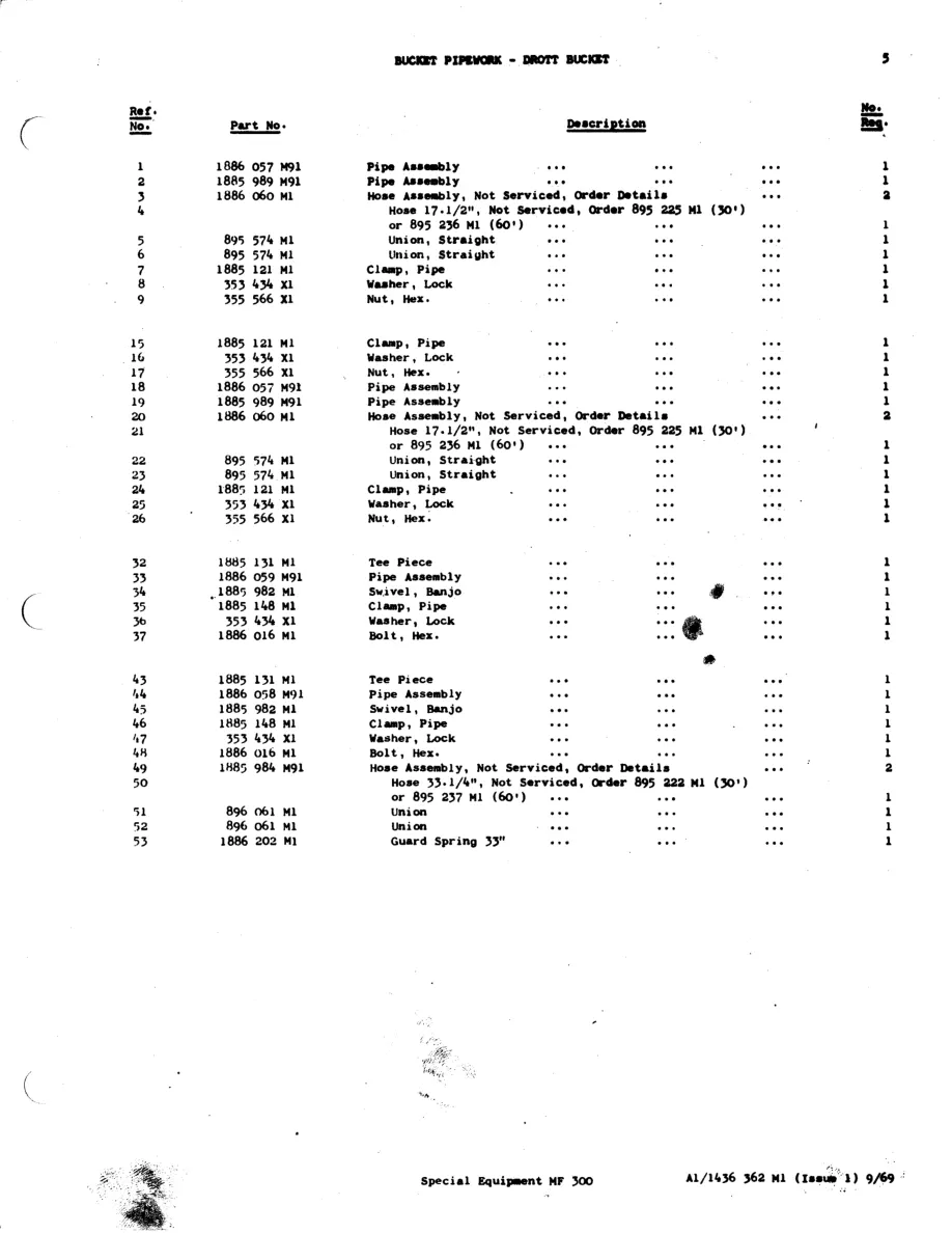 Massey Ferguson MF300 Tractor Loader - Dozer Parts Manual preview page 6