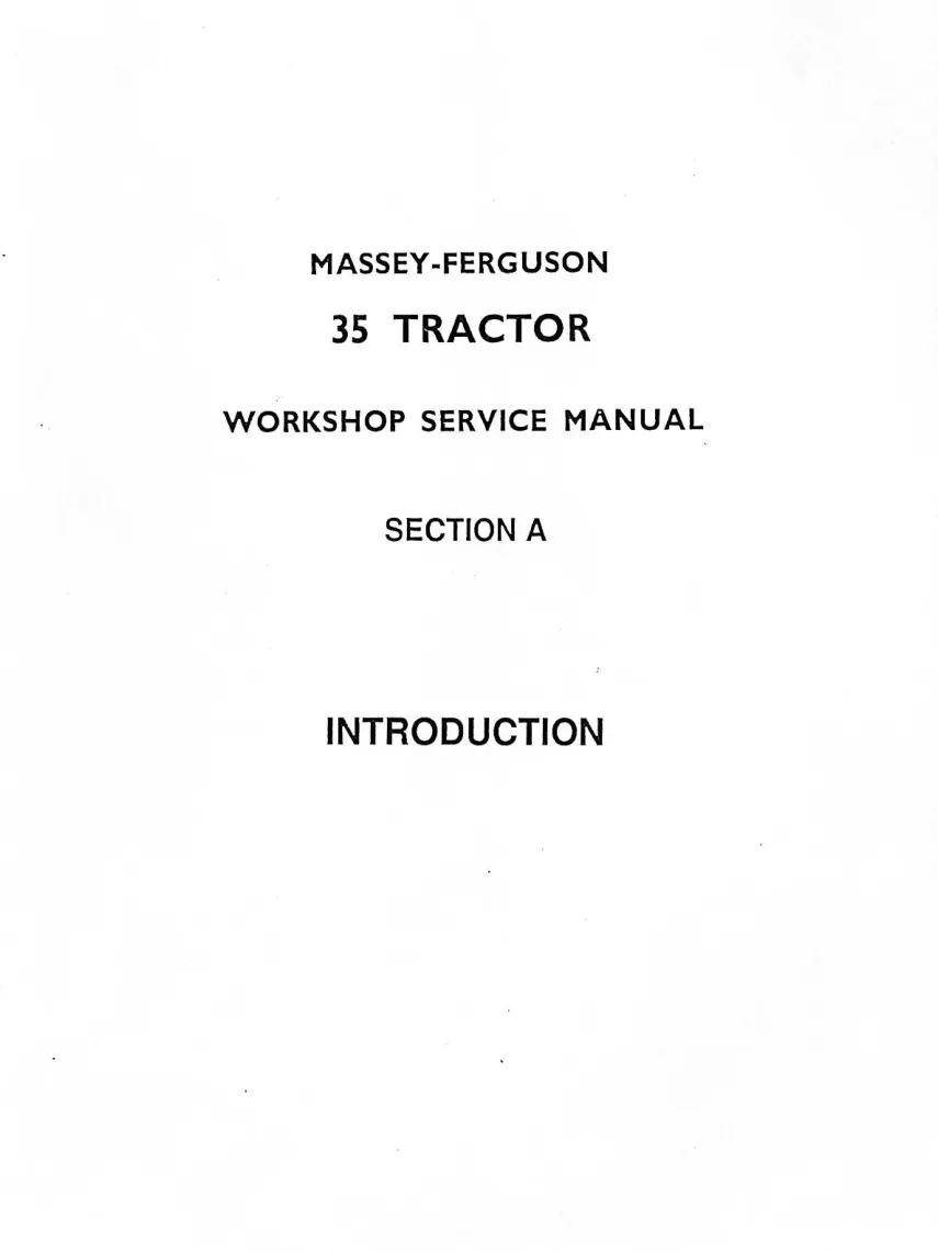 Massey Ferguson MF35 MF-35 Tractor Service & Repair Manual preview page 2