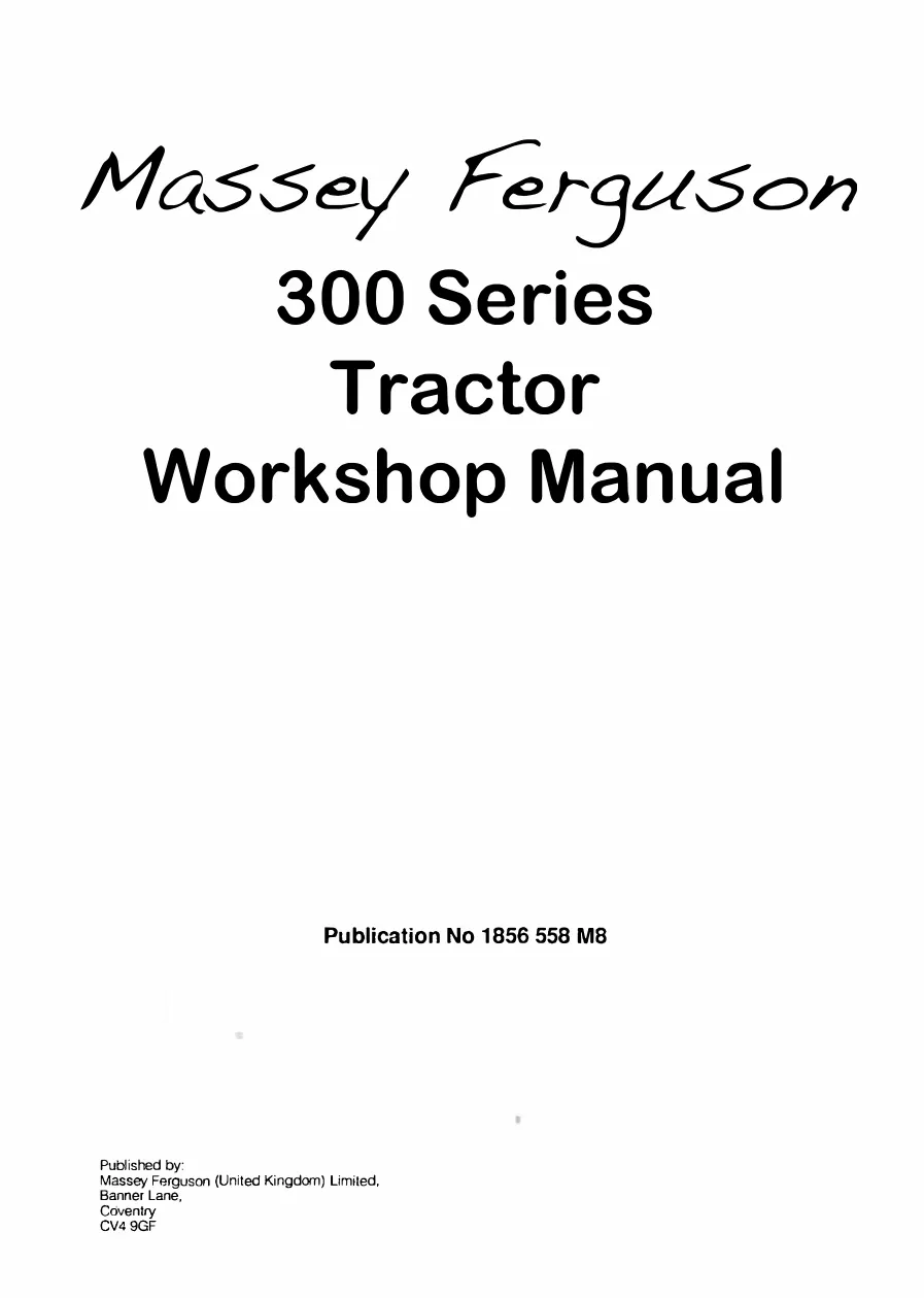 Massey Ferguson MF365 Tractor Service & Repair Manual preview page 1