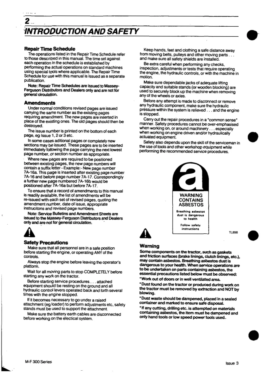Massey Ferguson MF365 Tractor Service & Repair Manual preview page 5