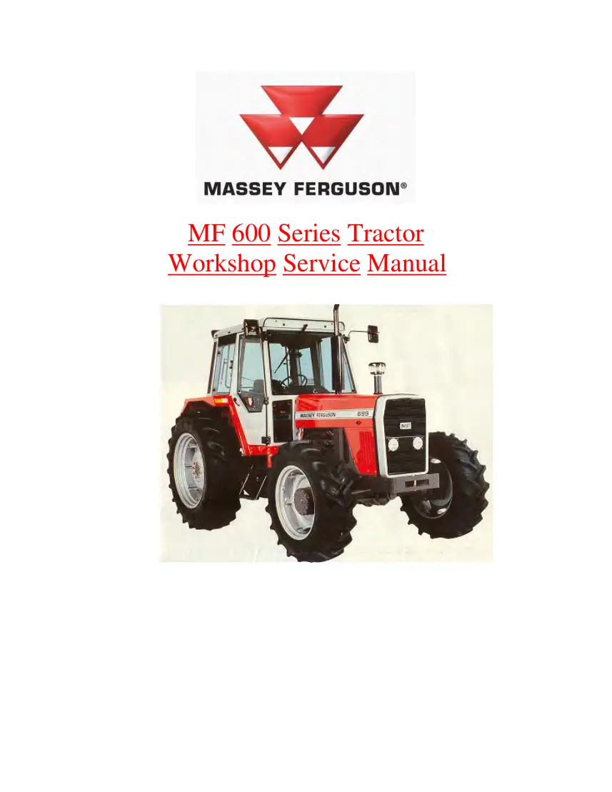 Massey Ferguson MF675 MF690 MF698 Tractor Service & Repair Manual preview page 1
