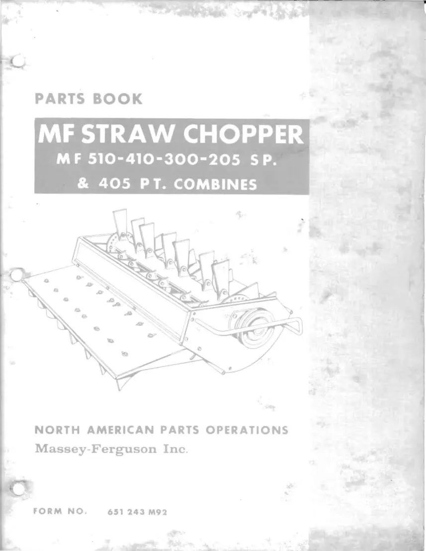 Massey Ferguson Straw Chopper 510 & 410 300 205 SP 405PT CombineS Parts Manual preview page 1