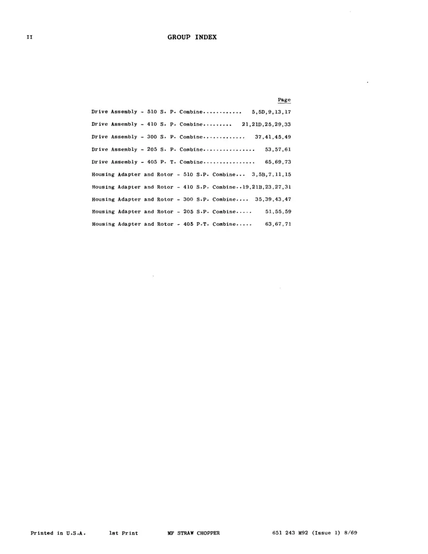 Massey Ferguson Straw Chopper 510 & 410 300 205 SP 405PT CombineS Parts Manual preview page 4