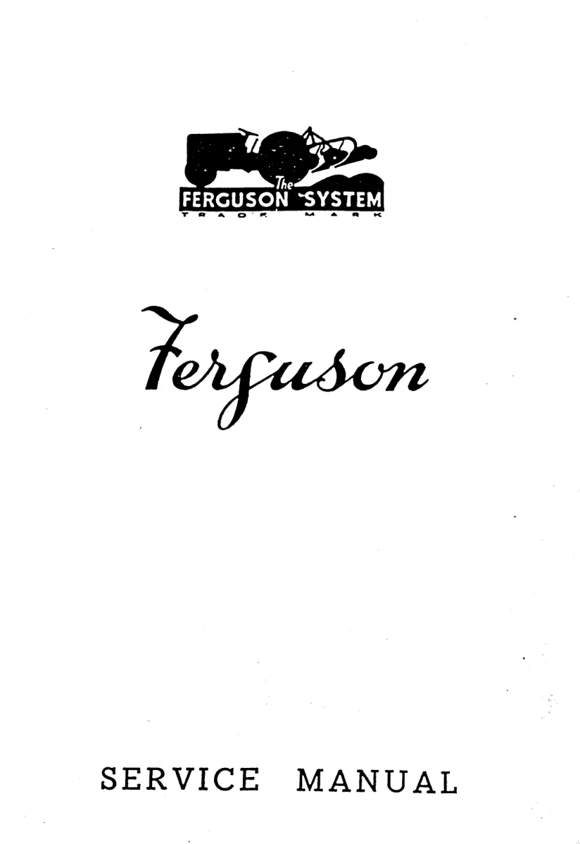 Massey Ferguson TE-A20 TE-D20 Tractor Service & Repair Manual preview page 1