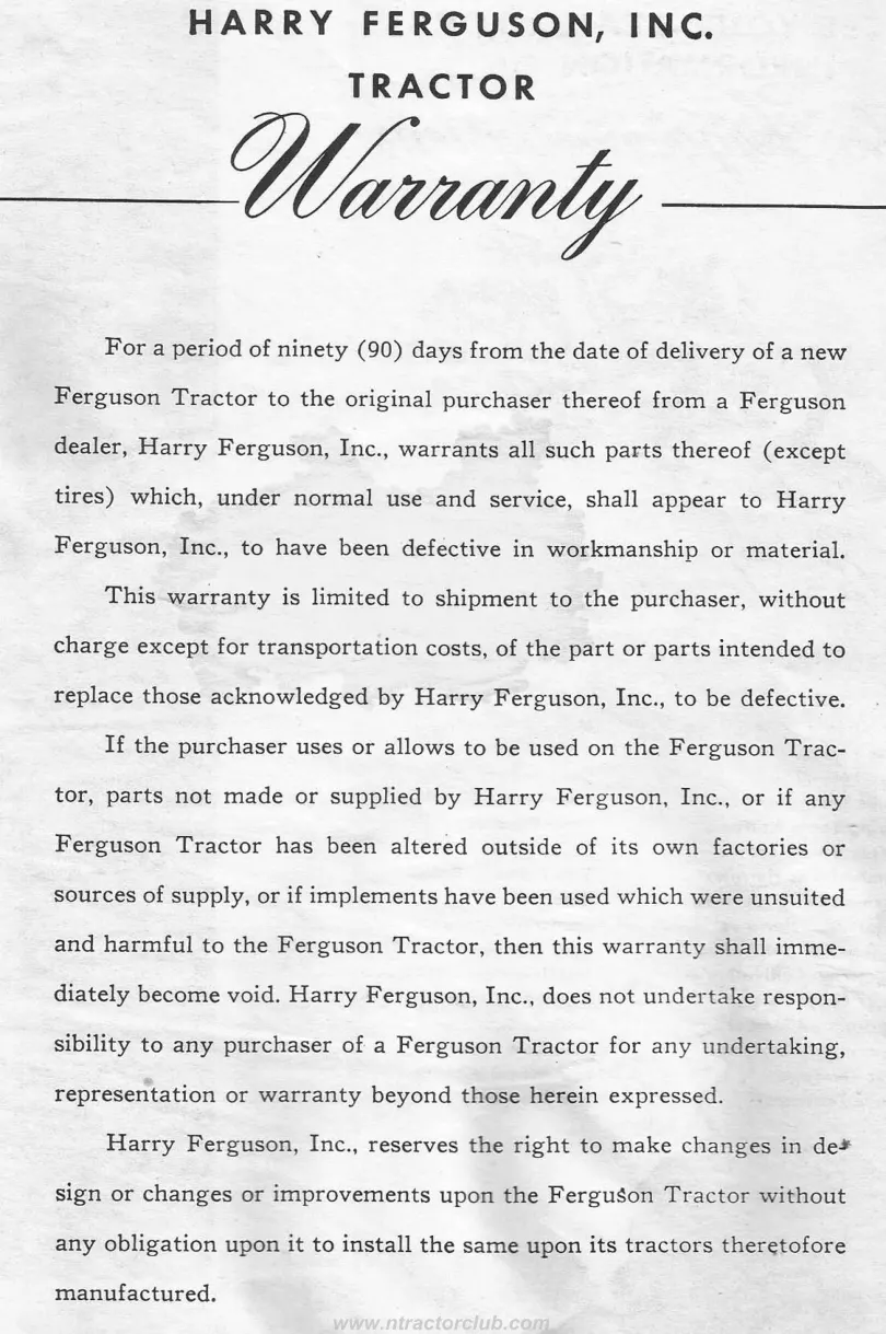 Massey Ferguson To-20 Tractor Operator's Manual preview page 2