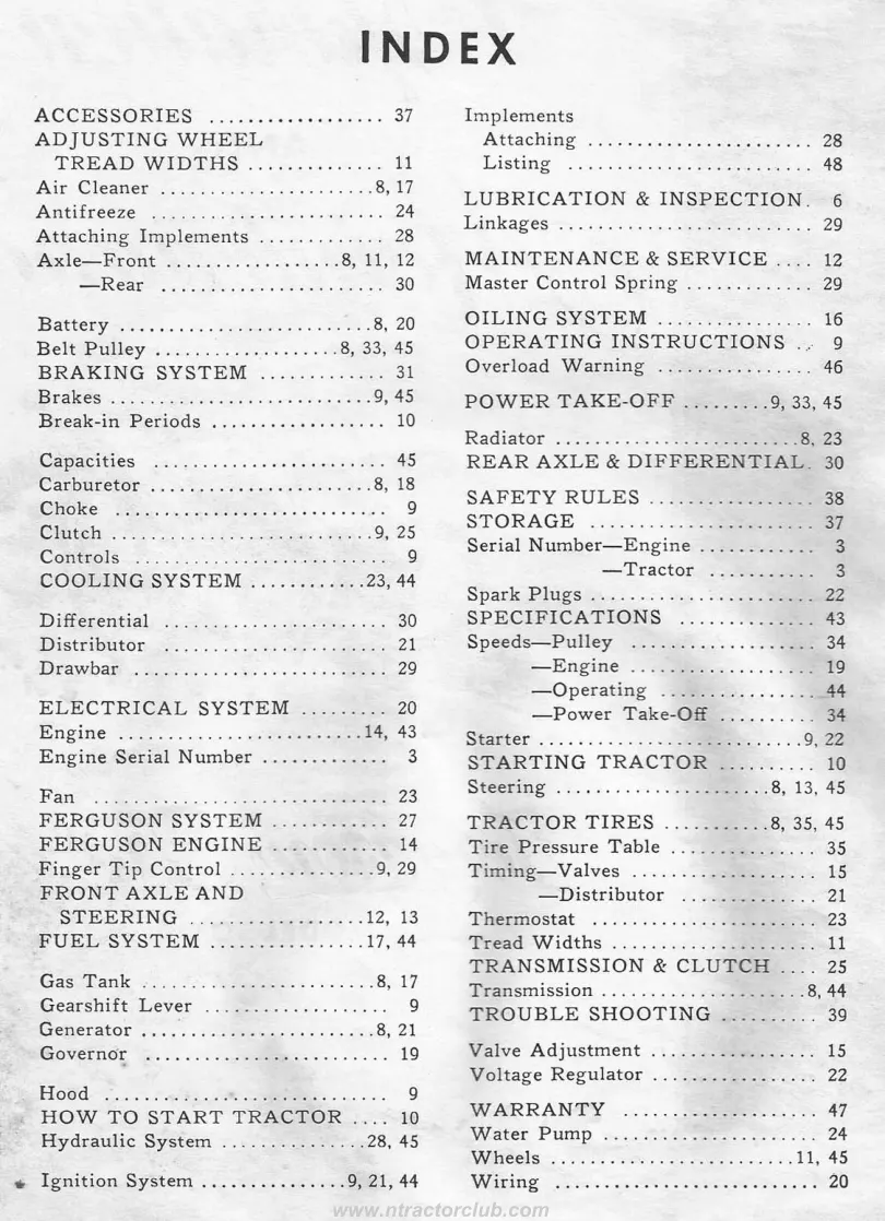Massey Ferguson To-20 Tractor Operator's Manual preview page 3