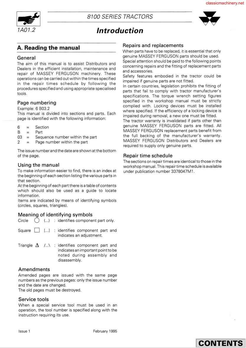 Massey Ferguson Tractor Service & Repair Manual preview page 5