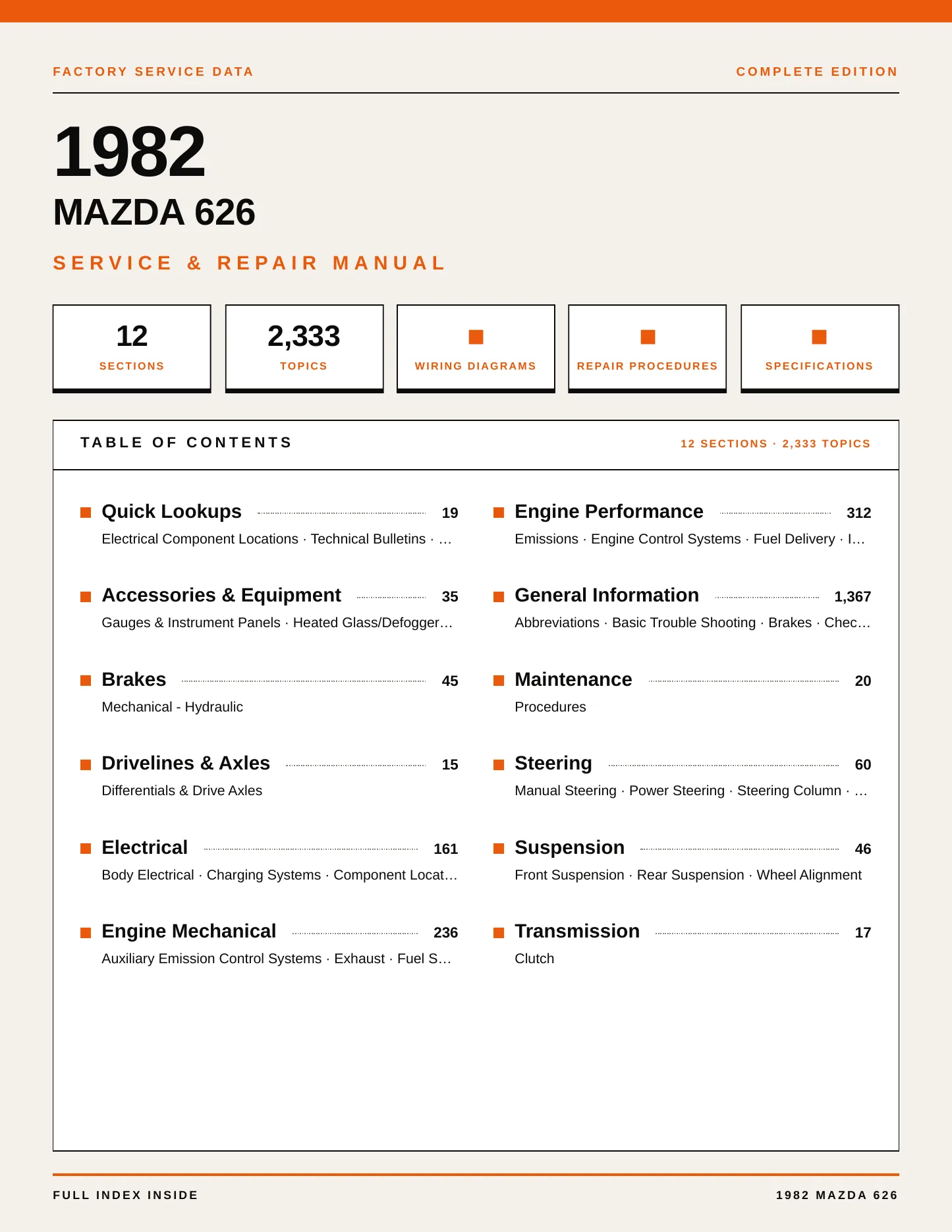 1982 Mazda 626 Service and Repair Manual preview page 1